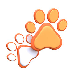 3D Cat Paw Print Icon, perfect for pet-related projects, animal care platforms, and apps