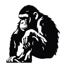 Wildlife Chimpanzee Silhouette – Simple Animal Design