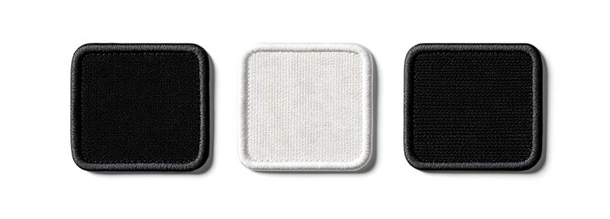 White embroidered patch mockup, different types
