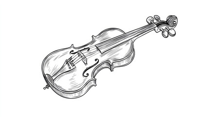 Obraz premium A highly detailed sketch of a violin, capturing the essence of this classic string instrument with precise lines and artistic flair, evoking a sense of nostalgia and artistry.
