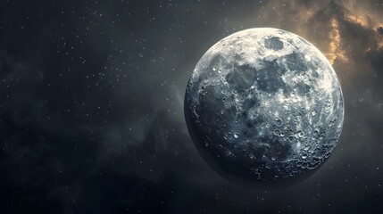 Fototapeta premium Mysterious Glowing Core of a Celestial Moon Shining Through Transparent Layers