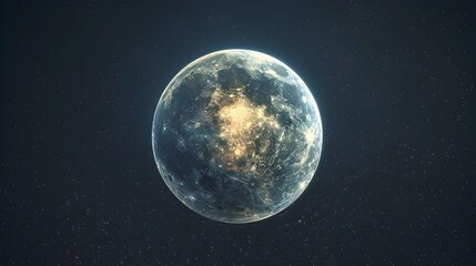 Fototapeta premium Mysterious Glowing Core of a Transparent Moon like Planet Concept