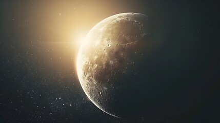 Obraz premium Captivating Metallic Moon Glimmering in Celestial Illumination Planetary Sphere Concept Artwork
