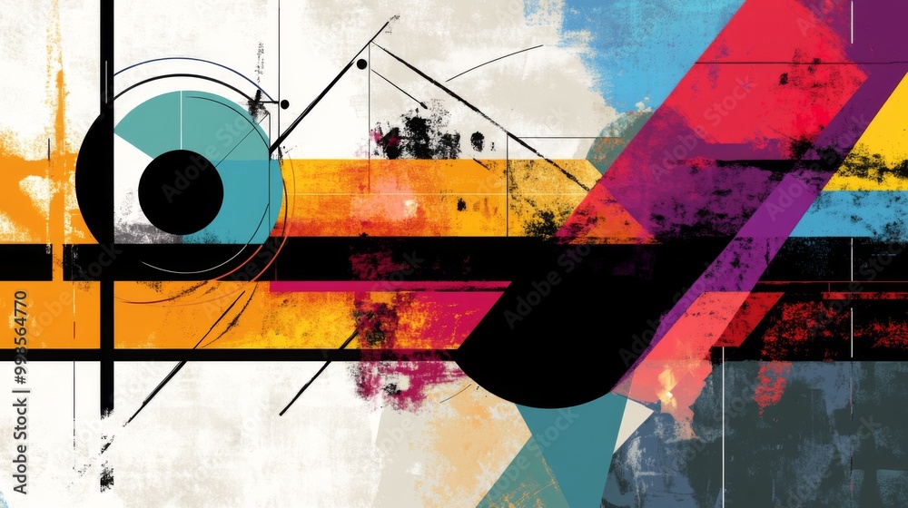 Leinwandbilder an abstract composition of colorful geometric shapes and lines, illustrating the concept of modern g