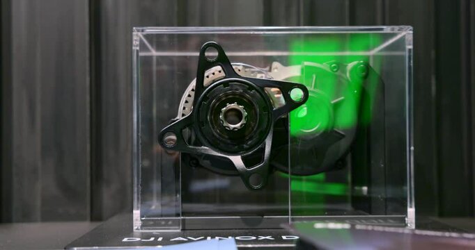 Close-up of an innovative e-bike motor showcased at the world's largest consumer electronics and home appliances trade show, IFA Berlin, Germany.