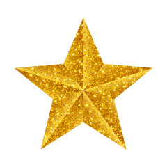 Obraz premium Vector illustration of glittering 3D star on transparent background