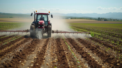 Fototapeta premium farmer working with tractor at agriculture field