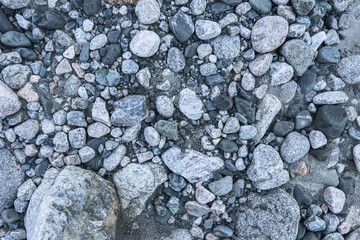 Background, texture of large river gray gravel.