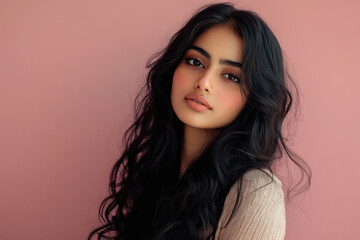 Naklejka premium Young beautiful indian woman with long hair