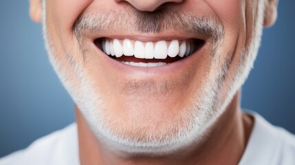 Fototapeta premium Dental Care. close up mouth senior or adult, Healthy Smile Elderly show beautiful of teeth, confident in orthodontics, advertising, white teeth, online plating, dentures, dental implants,.