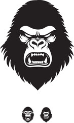 Fototapeta premium Minimalistic Gorilla Face Vector Logo in Black and White