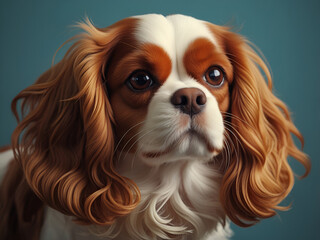 illustration digital painting style, Cavalier King Charles Spaniel