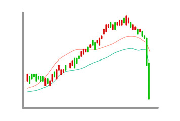 マーケット暴落する株価チャートの白背景のシンプルなイメージイラスト © arissa