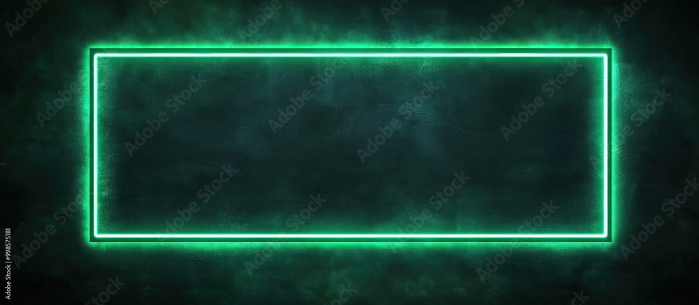 Canvas Prints green neon light frame on dark background