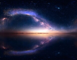 Modern futuristic neon abstract background. Large object in the center, space background. Dark scene with neon light. 