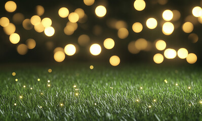 Obraz premium Background of Green Grass in 3D with a Bokeh Light Effect