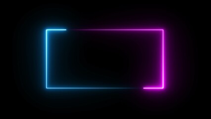 Glowing Neon Rectangle Border Frame Illustration Background.
