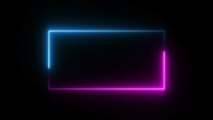 Glowing Neon Rectangle Border Frame Illustration Background.