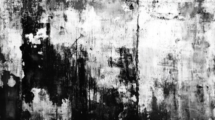 Fototapeta premium Black and white abstract grunge texture with a distressed appearance, ideal for creating a dramatic and rugged background design