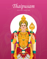Obraz premium Thaipusam festival background concept with Lord Murugan (Skanda, Kartikeya).