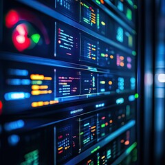 Obraz premium Close-up of a digital dashboard displaying network traffic, symbolizing network monitoring technology.
