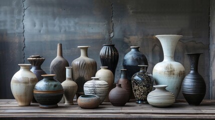 Ceramic pots and vases of different shapes