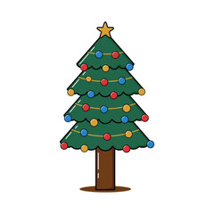 christmas tree design vector isolated on white background
