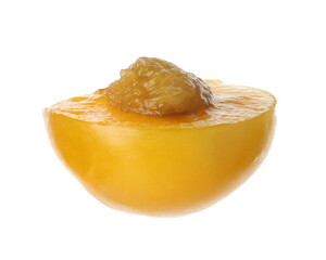 Half of ripe plum isolated on white