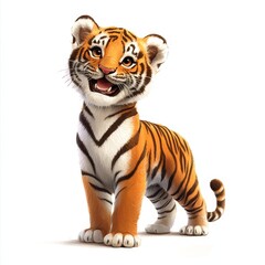 Obraz premium Happy Tiger Standing on Two Legs with Big Head