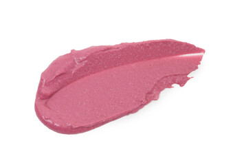 Tasty beetroot hummus isolated on white, top view