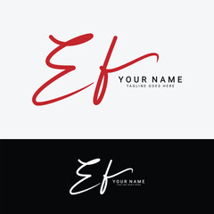 E, F, EF Initial letter logo. Alphabet EF Handwritten Signature logo