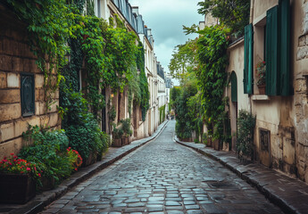 Fototapeta premium Cozy street in Paris, France