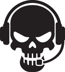 Headphones on a skeleton head vector image