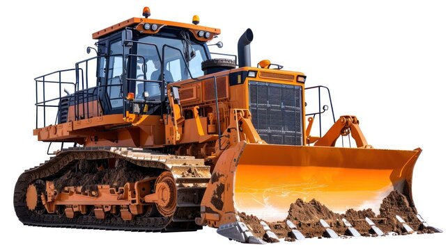 recommend clip art: Heavy duty orange bulldozer with transparent background clipart isolate for construction related projects