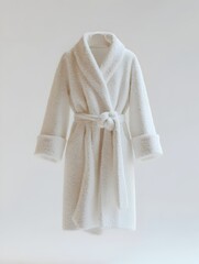 Luxurious Bathrobe Draped on Pristine White Background in Minimalist Studio Setting