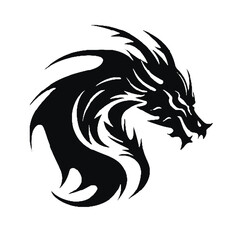 tribal dragon silhouette tattoo design, vector illustration