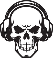 A skull mascot wearing a headset vector image