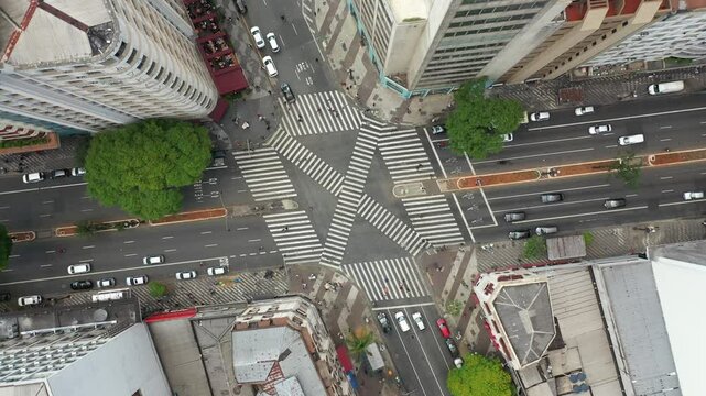 Aerial view of the iconic intersection of Avenida Ipiranga and S&atilde;o Jo&atilde;o in S&atilde;o Paulo.