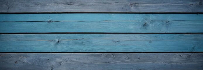 A close-up view wooden surface with three horizontal planks in a light blue color, arranged in a horizontal row