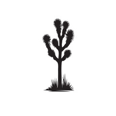 Joshua Tree silhouette line art  on white background, Joshua tree, black silhouette of Joshua tree/