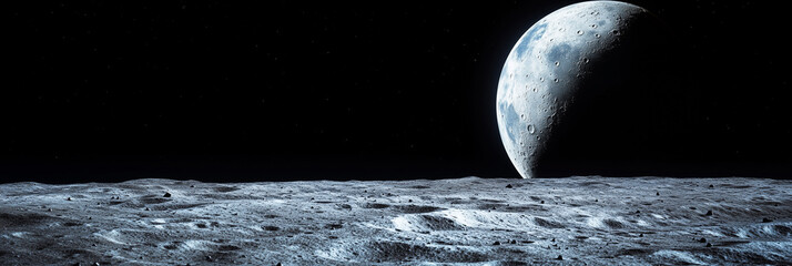 Minimalistic lunar surface background, perfect for showcasing innovative automotive and technology products. A creative design resource for modern marketing and advertising purposes.