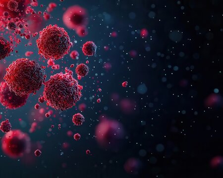 Cancer cells attacking healthy tissue, breast cancer concept, 3D illustration