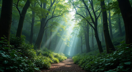 Naklejka premium morning in the forest