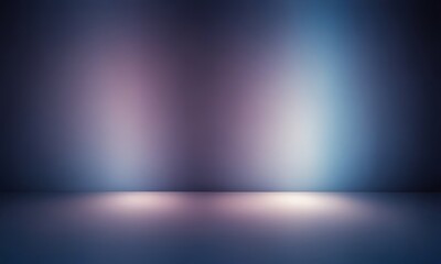 A gradient background transitions from deep purple to light blue, with a subtle gradient effect and a faint light source in the center