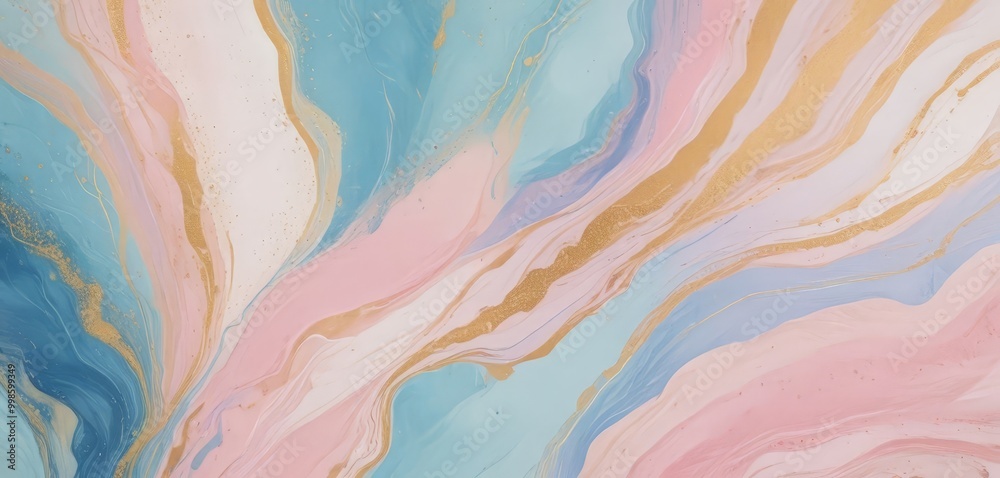 Poster a vibrant abstract pattern with swirling lines and splashes of color, including shades of blue, pink