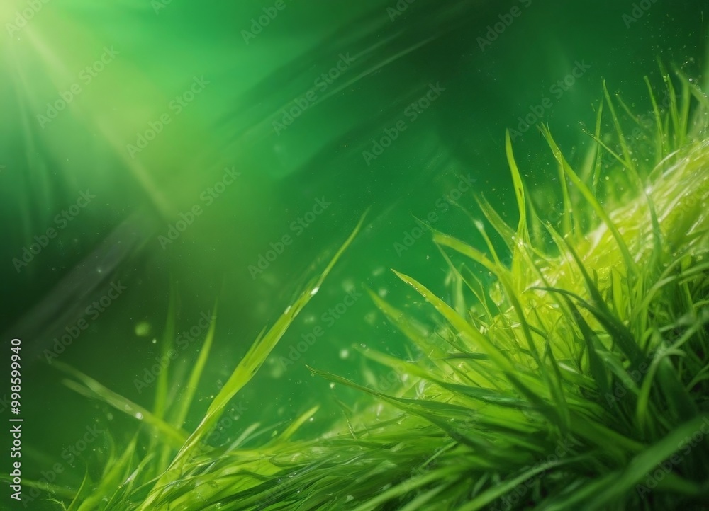 Aufkleber a close-up view of lush green grass blades, with sunlight filtering through the blades and creating 