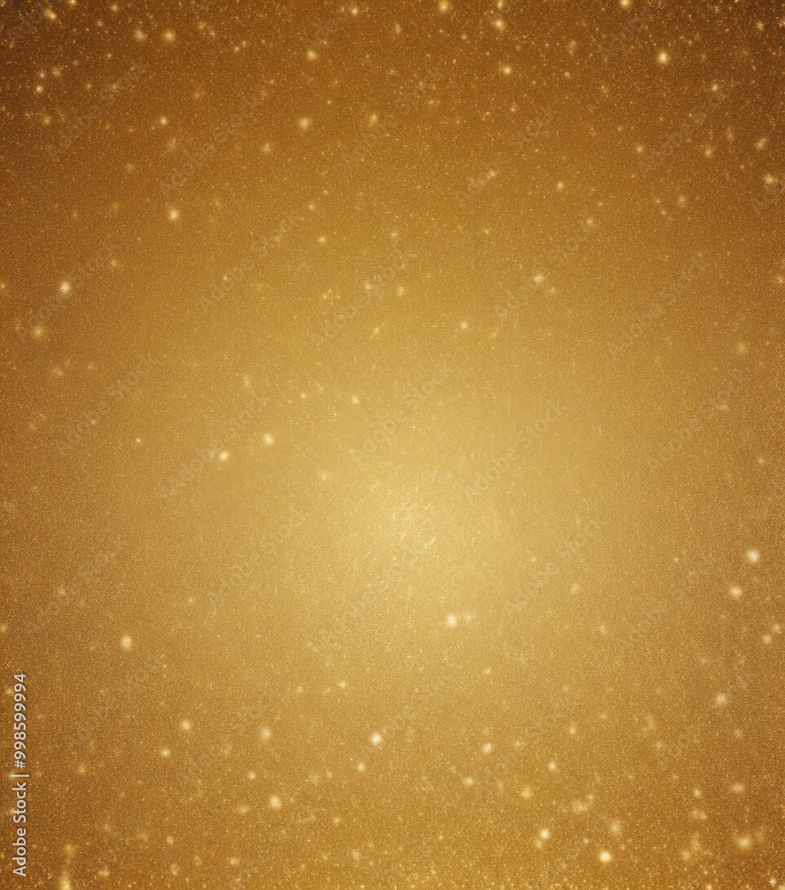 Poster a golden background with a gradient effect, featuring a central bright light surrounded by a scattering of smaller, dimmer lights
