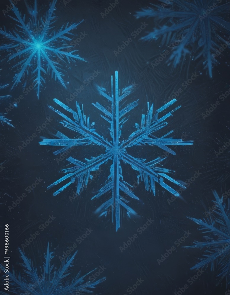 Aufkleber a close-up view snowflake with intricate patterns against a dark background