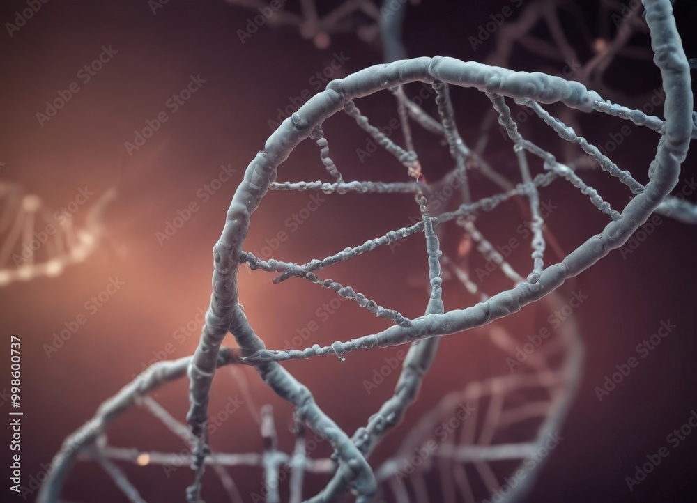 Aufkleber a close-up view dna helix, with its intricate structure and twisted strands, set against a dark back