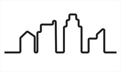 continuous line buildings in minimalistic illustration
